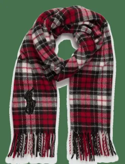 Beaded Big Pony Plaid Wool Scarf - Halsdukar