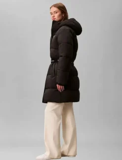 BELTED MIDWEIGHT LONG PUFFER - Dun- & vadderade jackor
