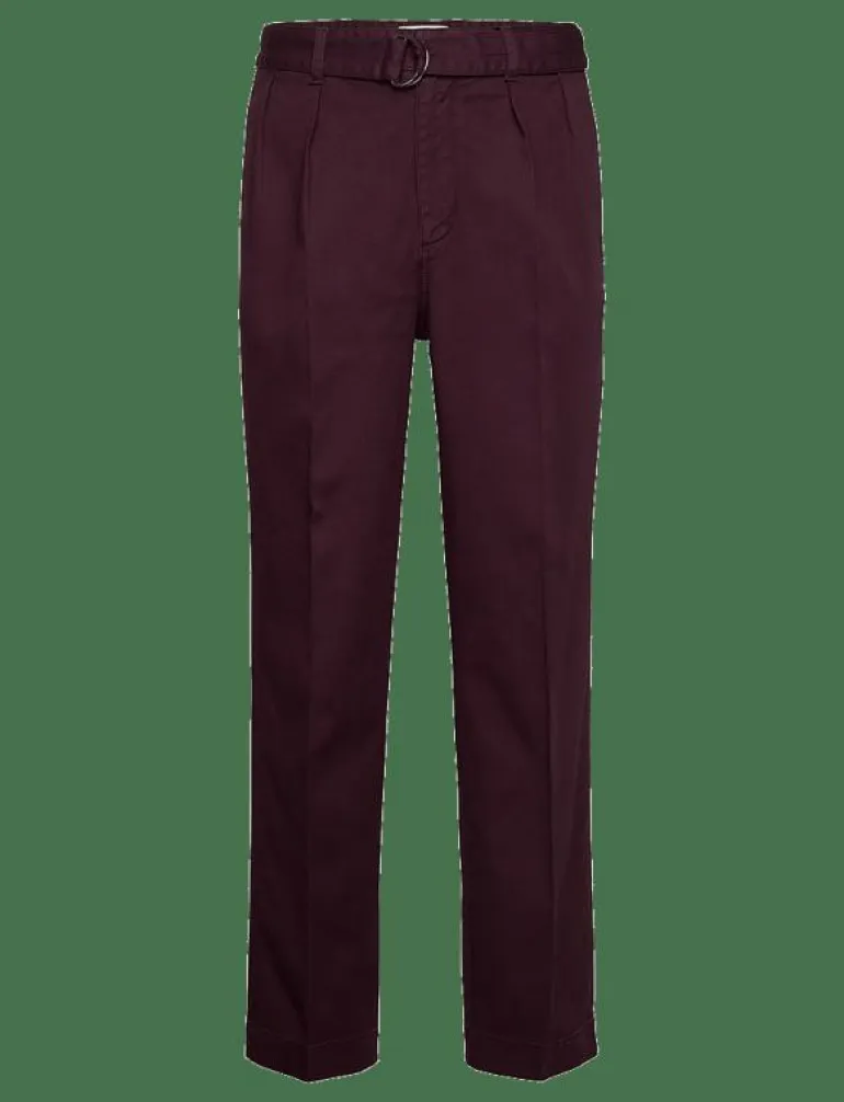 BELTED PLEAT CHINOS - Chinos