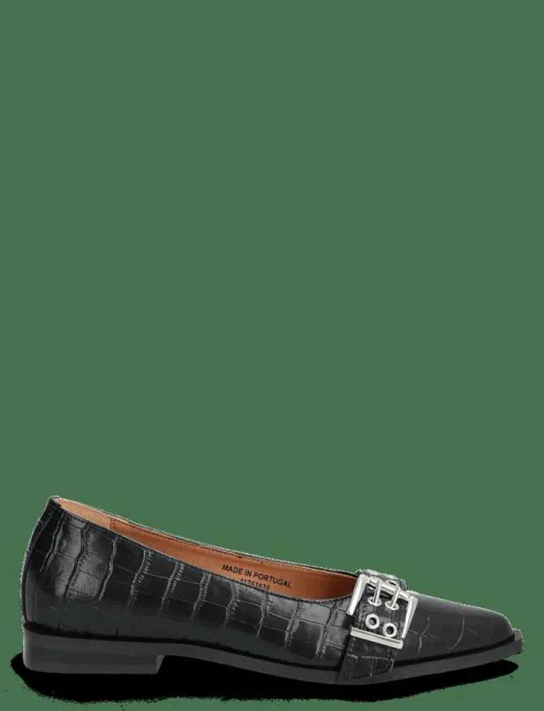 BIAVICTORIA Buckle Ballet Flat Croco Embossed Leather - Ballerinas