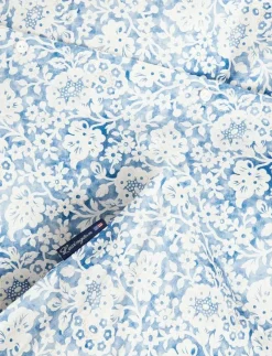 Blue Floral Printed Cotton Sateen Bed Set - Påslakanset
