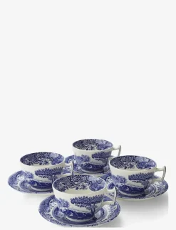Blue Italian Breakfast Cup & Saucer 4-pack - Tekoppar