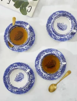 Blue Italian Teacup & Saucer 4-pack - Tekoppar