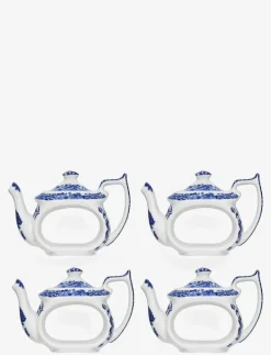 Blue Italian Teapot Napkin Rings - Set of 4 - Servettringar & Servettställ