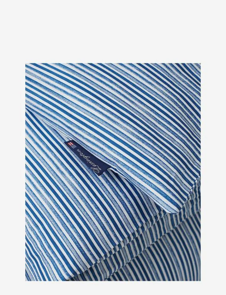 Blue Striped Organic Cotton Sateen Bed Set - Påslakanset