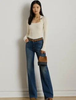 Buckle-Trim Rib-Knit Sweater - Långärmade toppar
