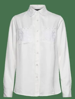 Candice Embroidered Satin Blouse - Långärmade