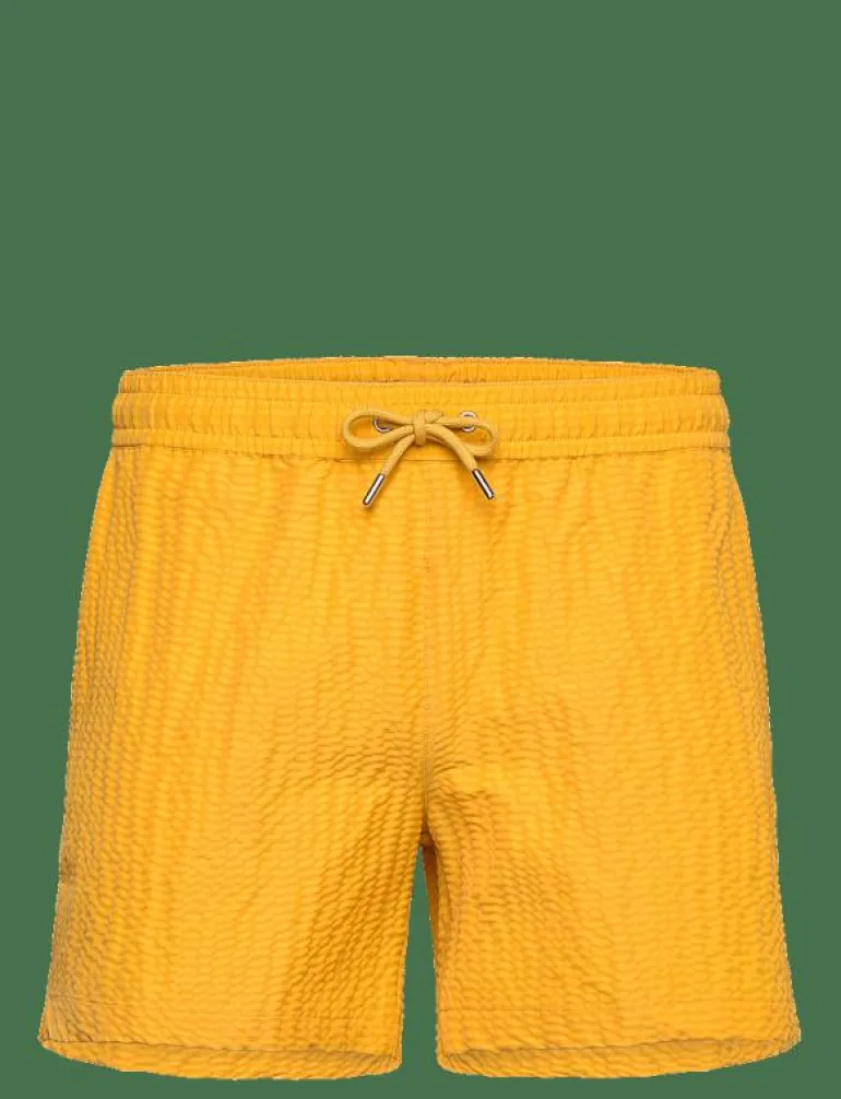 Classic Swim Shorts Yellow Seersucker - Badbyxor