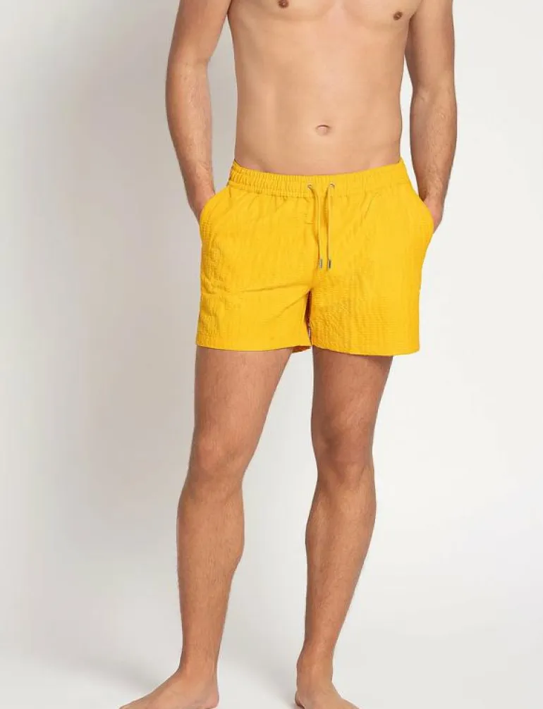 Classic Swim Shorts Yellow Seersucker - Badbyxor