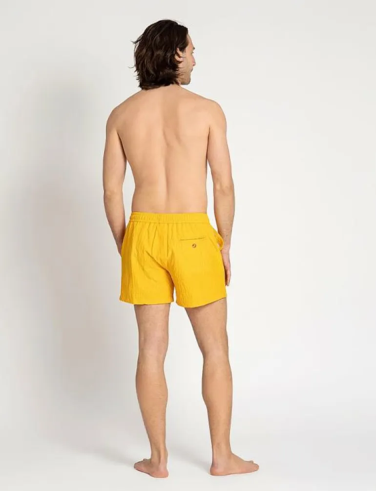 Classic Swim Shorts Yellow Seersucker - Badbyxor