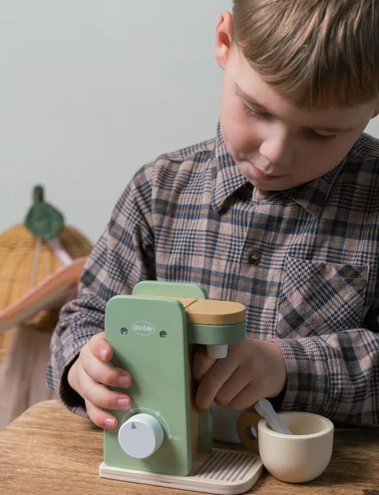 COFFEE MACHINE WOOD IN GIFT BOX 5 PARTS - Leksakskök & Tillbehör