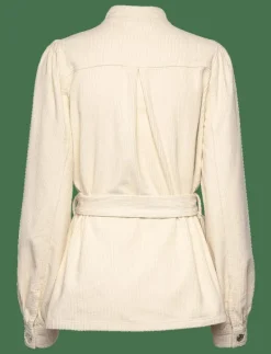 Corduroy shirt with belt - Långärmade