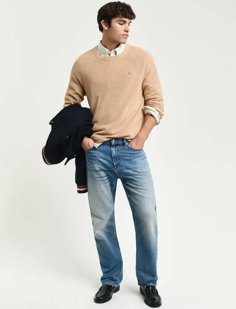 COTTON WOOL RIB C-NECK - Rundhalsad