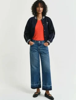 CROPPED FLARE HEM DETAIL JEANS - Utsvängda jeans