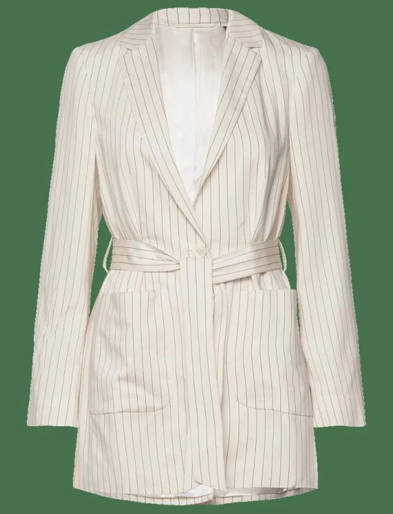 D2. PINSTRIPE BELTED BLAZER - Kavajer med skärp