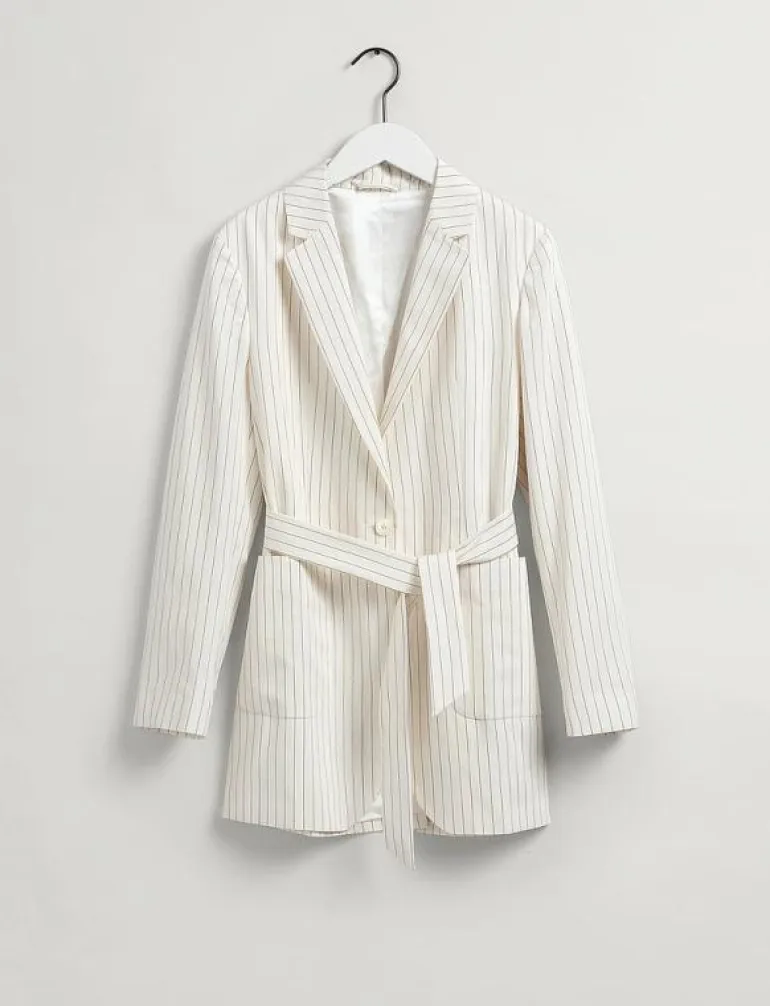 D2. PINSTRIPE BELTED BLAZER - Kavajer med skärp