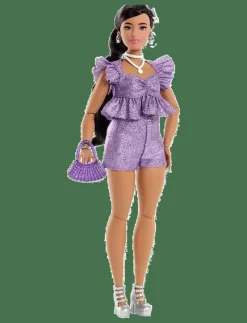 Deluxe Style Fashion Doll #8 in Metallic Purple Top and Sparkly Shorts with Accessories - Dockor
