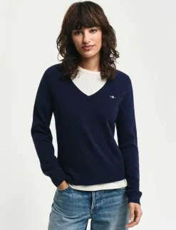 EXTRAFINE LAMBSWOOL BLEND V-NECK - Stickat