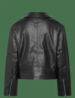 FAUX LEATHER MOTO JACKET W/BELT - Skinnjackor