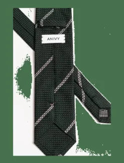 Green White Striped Grenadine Tie - Slipsar