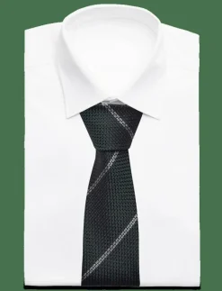 Green White Striped Grenadine Tie - Slipsar