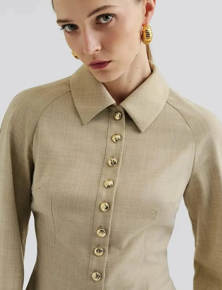 Joan Tailored Fitted Button shirt - Långärmade