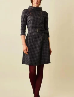 Kim Houndstooth Dress - Midiklänningar