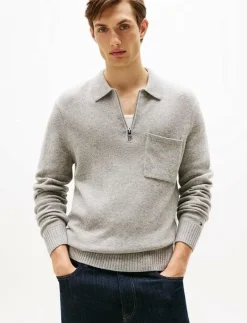 LAMBSWOOL ZIP POLO - Långärmade pikéer