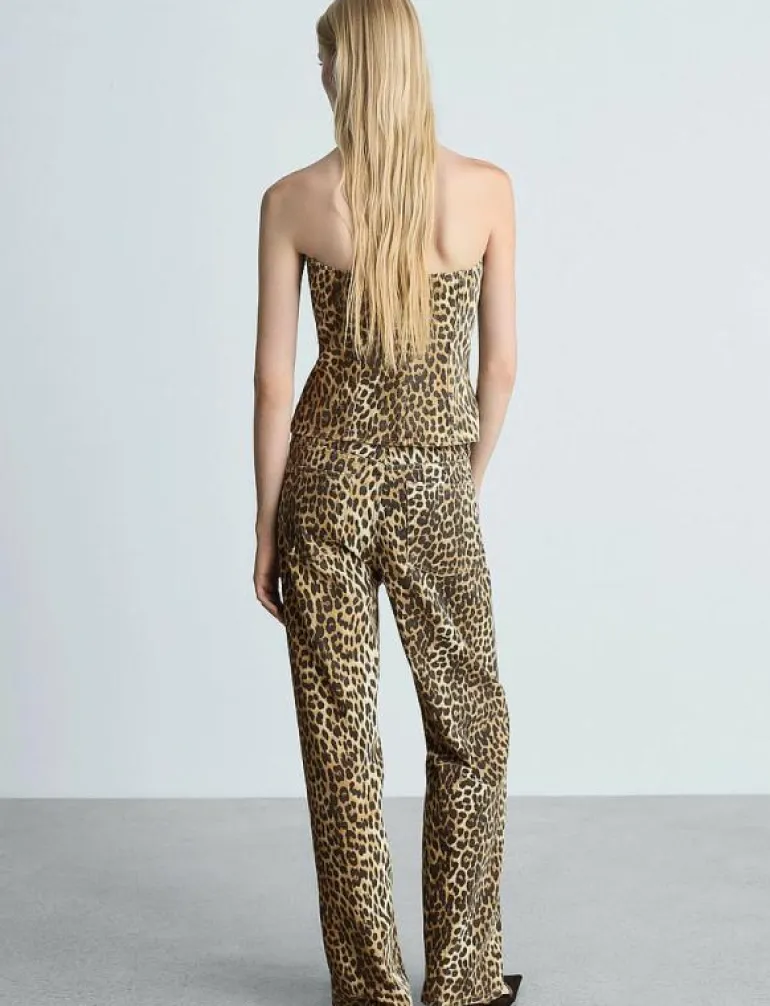 Leopard-print corset top - Linnen