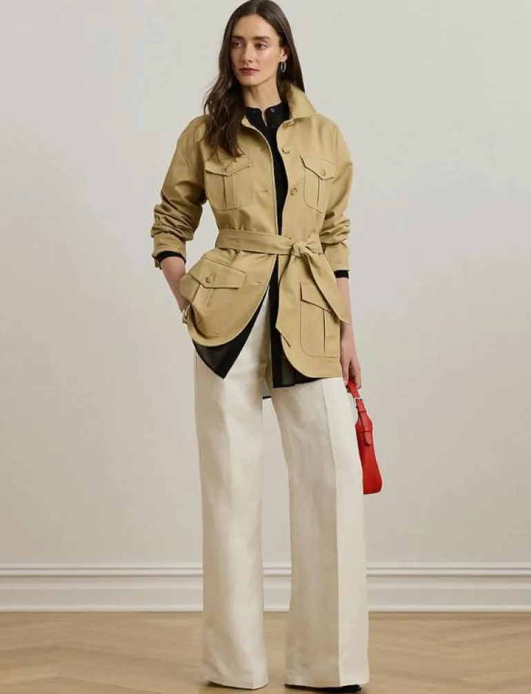 Linen-Blend Twill Wide-Leg Pant - Vida byxor
