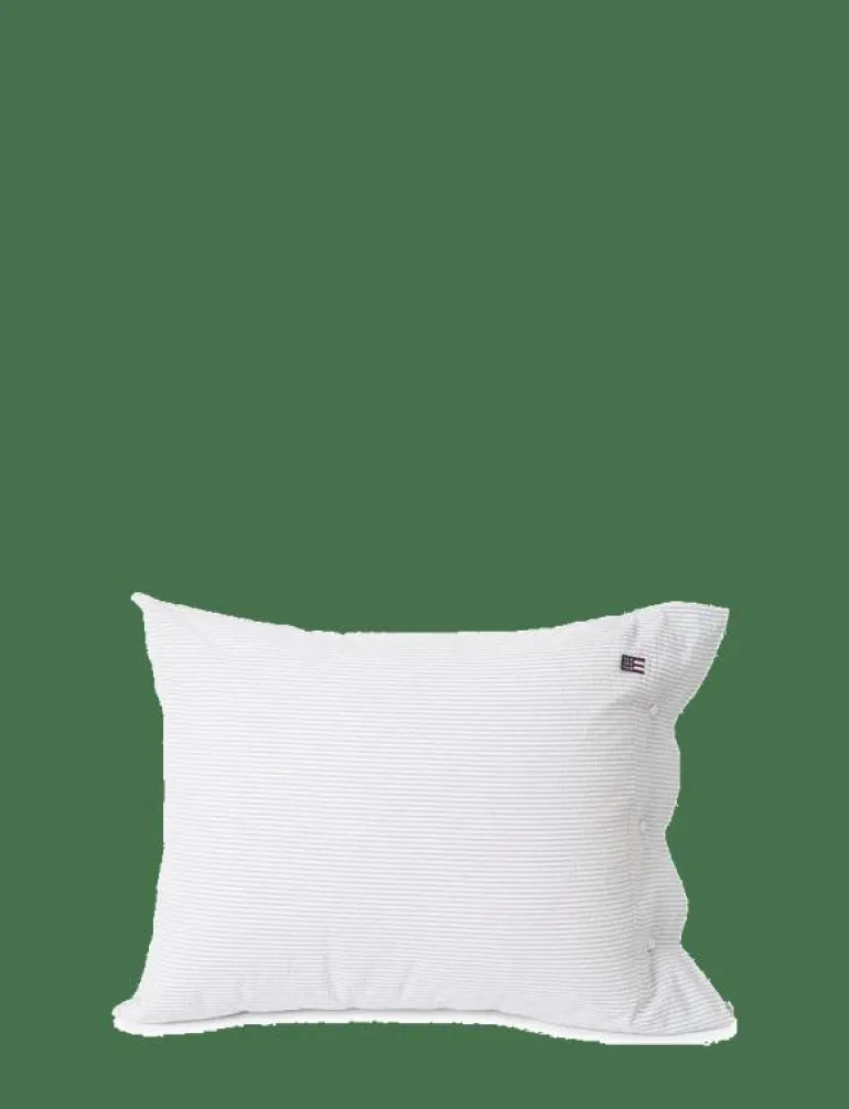 Lt Gray/White Striped Cotton Seersucker Pillowcase - Örngott