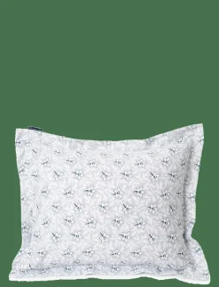 LtGray/Blue Flower Print Cotton Sateen Pillowcase - Örngott