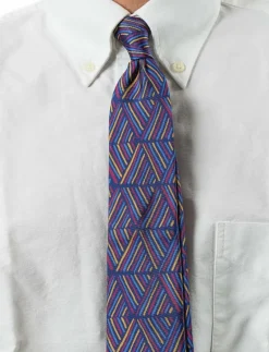 Malik Navy Burgundy Blue Silk Tie - Slipsar