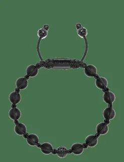 Men's Silver Beaded Bracelet with Matte Onyx & CZ Beads - Armband
