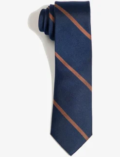 Navy Brown League Silk Tie - Slipsar