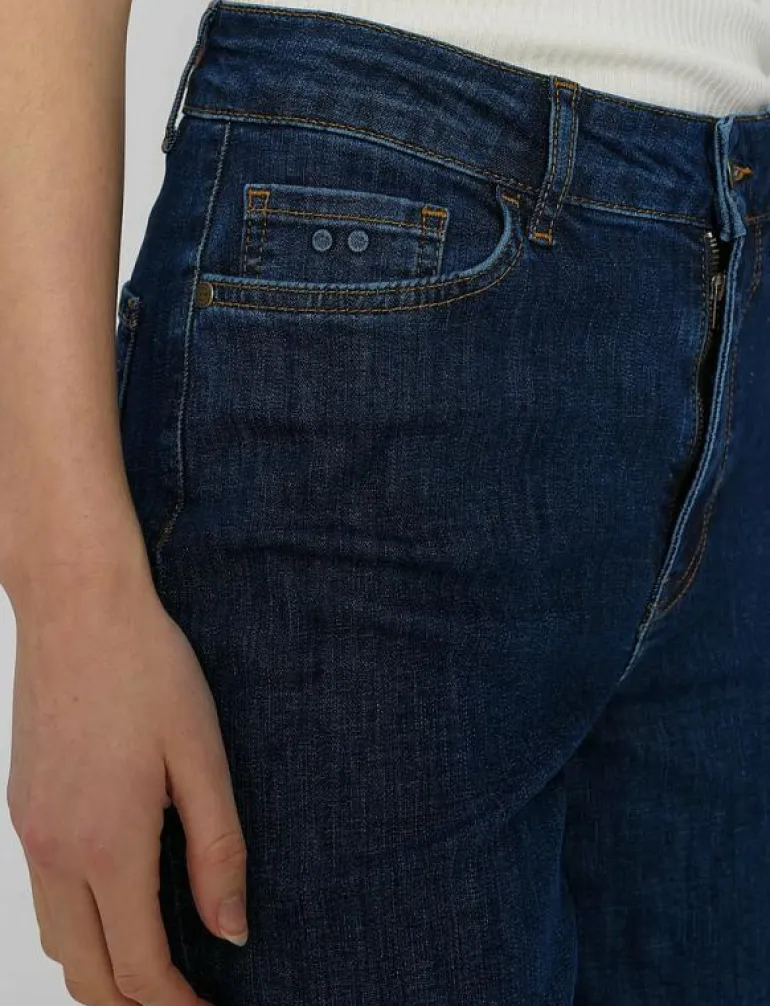 NUPARIS CROPPED JEANS - DARK BLUE - Vida byxor