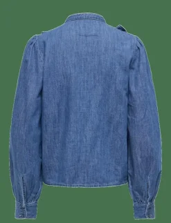 ONLDASHA-SEVIGNY L/S FRILL SHIRT DNM AKM - Jeansskjortor