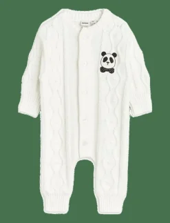 Panda texture knit baby onesie - Långärmad bodysuit