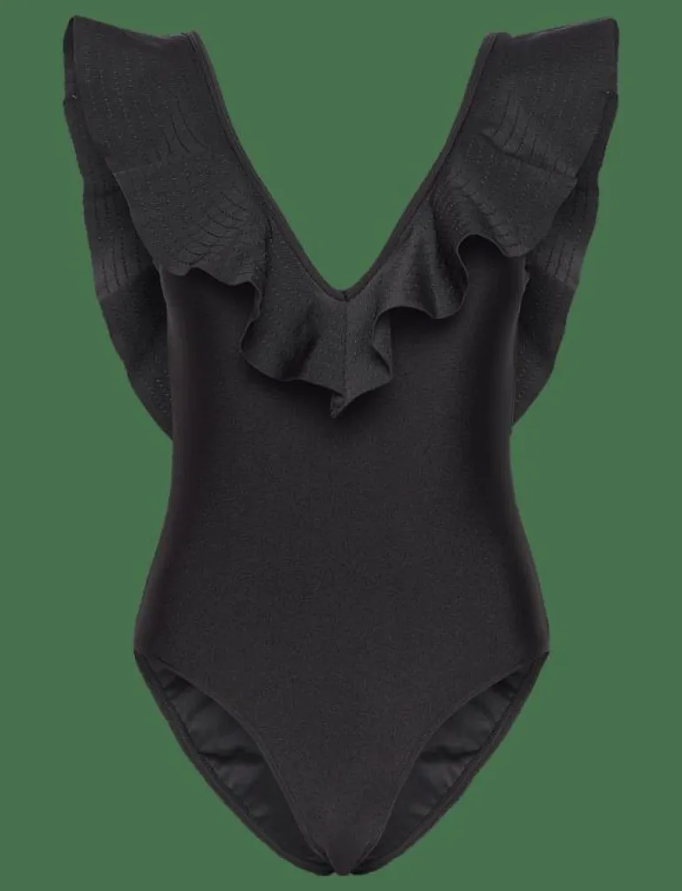 Paola ruffled v-neck swimsuit - Baddräkter