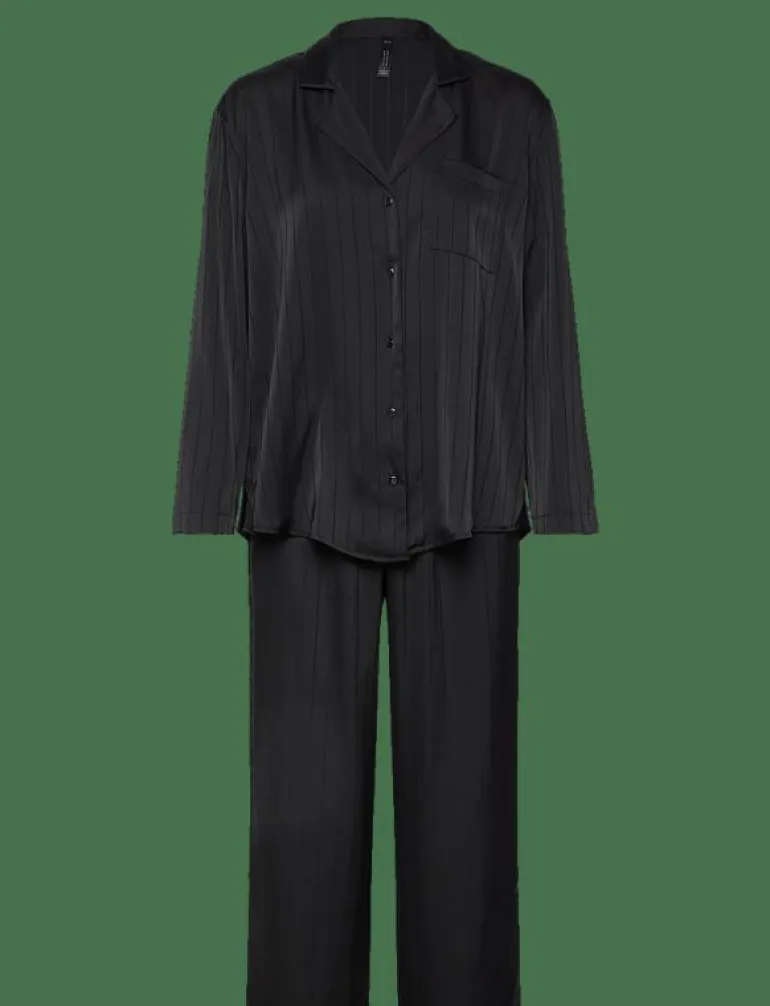 PJ LS SATIN PINSTRIPE - Pyjamas
