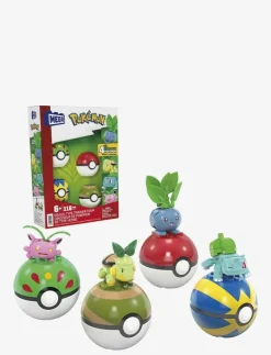 Pokémon Grass-Type Trainer Team Building Toy Kit, 4 Action Figures (118 Pieces) for Kids - Byggsats
