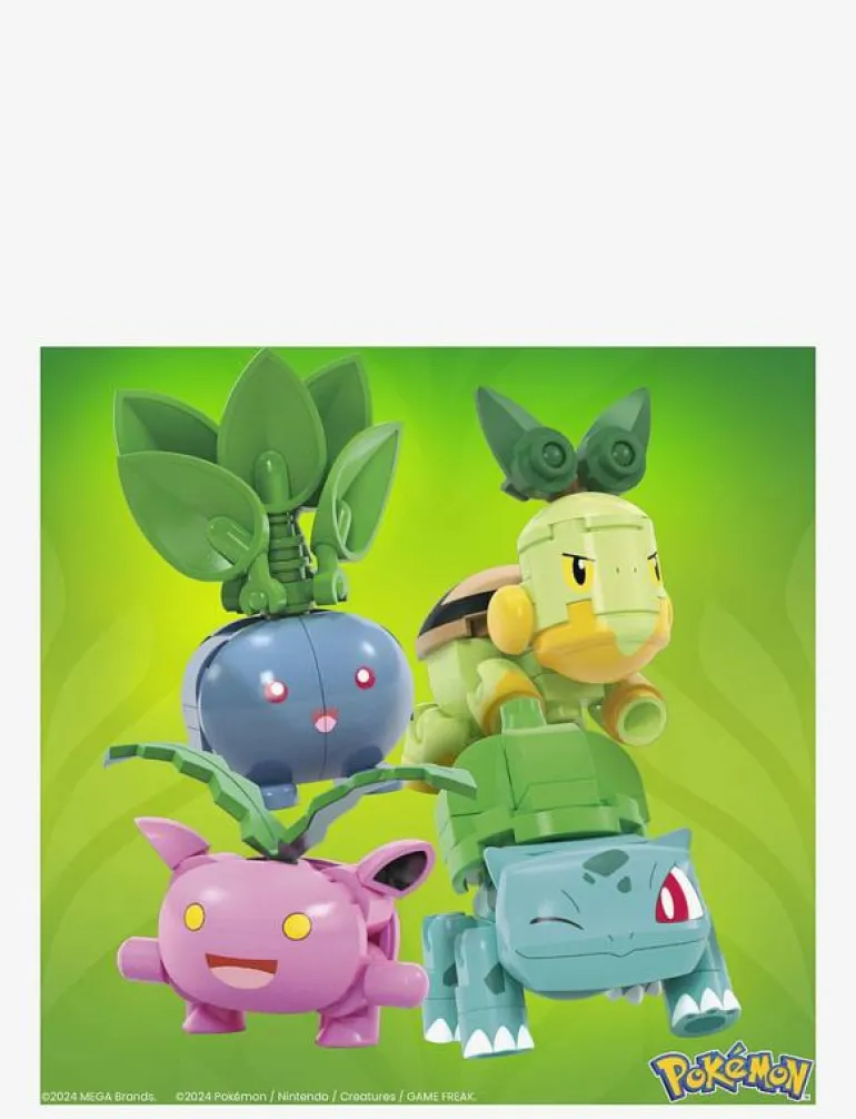 Pokémon Grass-Type Trainer Team Building Toy Kit, 4 Action Figures (118 Pieces) for Kids - Byggsats