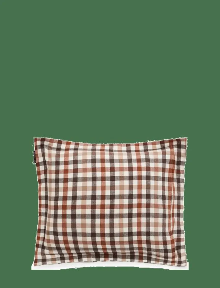 Rust Brown/White Checked Cotton Flannel Pillowcase - Örngott