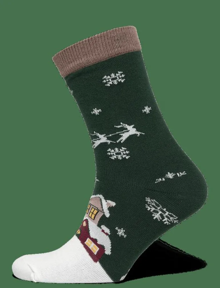 Santa Claus Is Coming To Town Socks Navy - Sockor