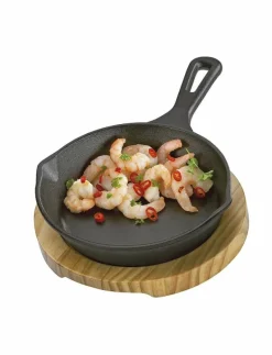 Serveringspanna, rund, m/träfat - Stekpannor