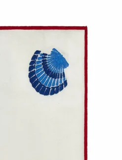 Shell Embroidered Linen/Cotton Napkin - Tygservetter