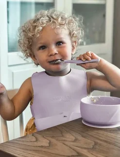 Silicone Bib with belts Light Lavender - Haklappar