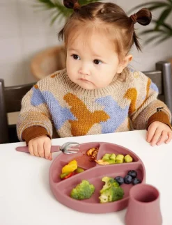 Silicone Suction Plate Nature Red - Serveringsset