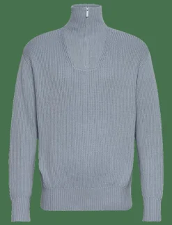 SLHDRY LS KNIT RELAXED HALF ZIP - Stickat