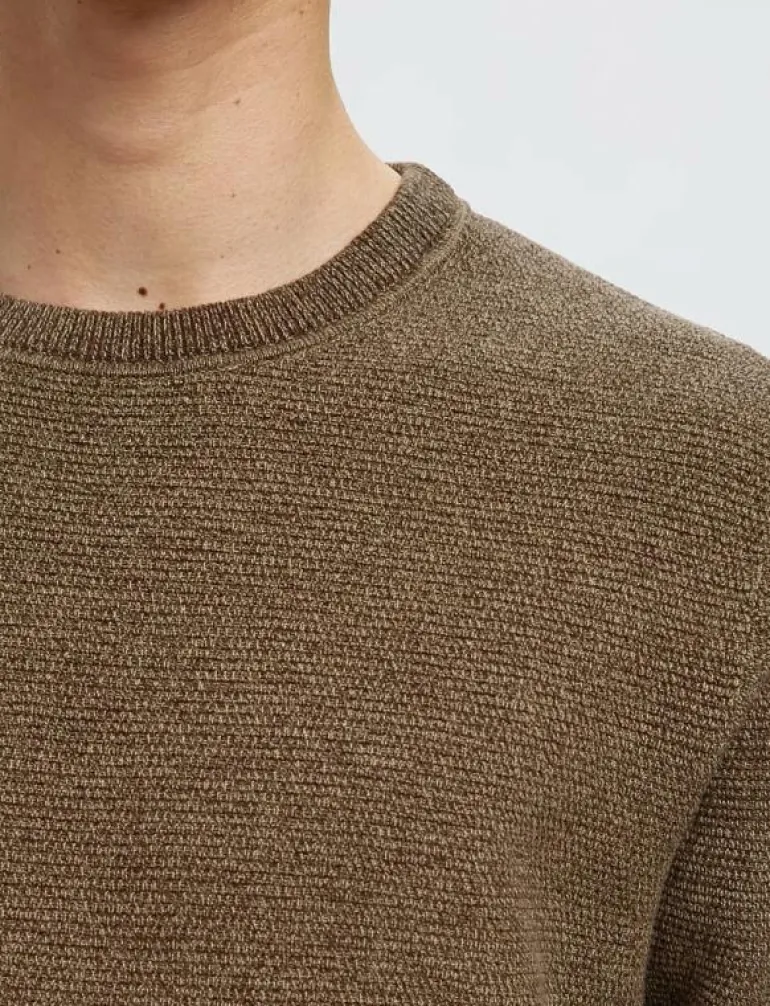 SLHROSS LS KNIT STRUCTURE CREW NECK NOOS - Rundhalsad